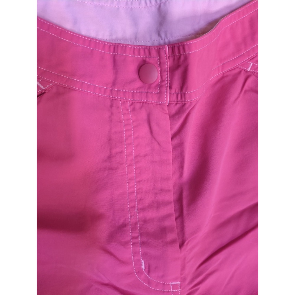 Cute LL Bean Cropped Hiking Nylon Supplex Pants Womens 10 Hot Pink Color Pockets - Picture 4 of 12